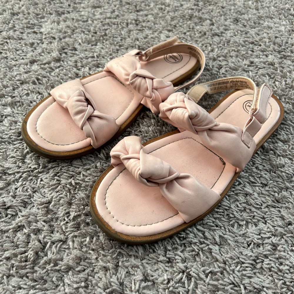 Wonder Nation Girls Pink‎ Knotted Double Strap Sandals Size 5 GGWN22FF009